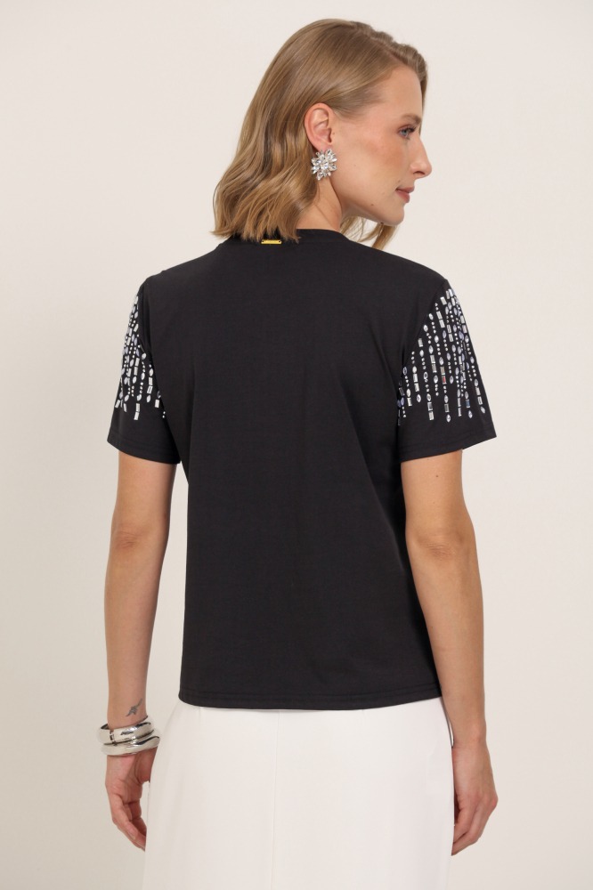 9037261 - Camiseta Bordado Espelhos PRETO 9037261 - Camiseta Bordado Espelhos PRETO