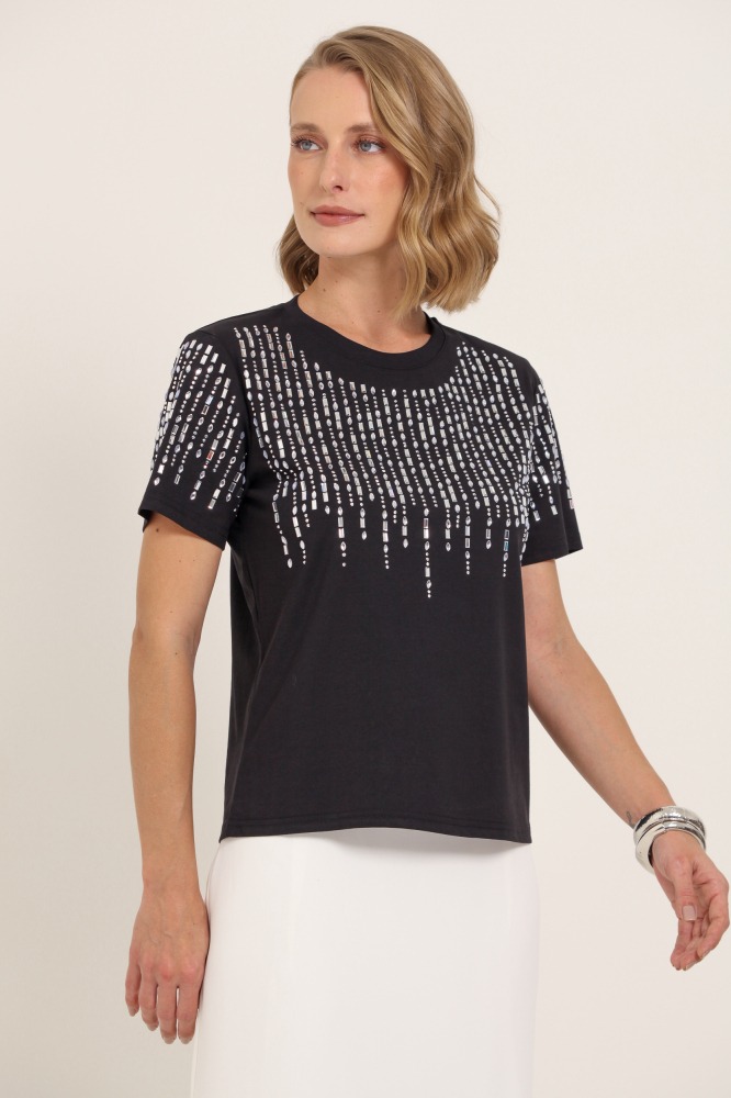 9037261 - Camiseta Bordado Espelhos PRETO 9037261 - Camiseta Bordado Espelhos PRETO