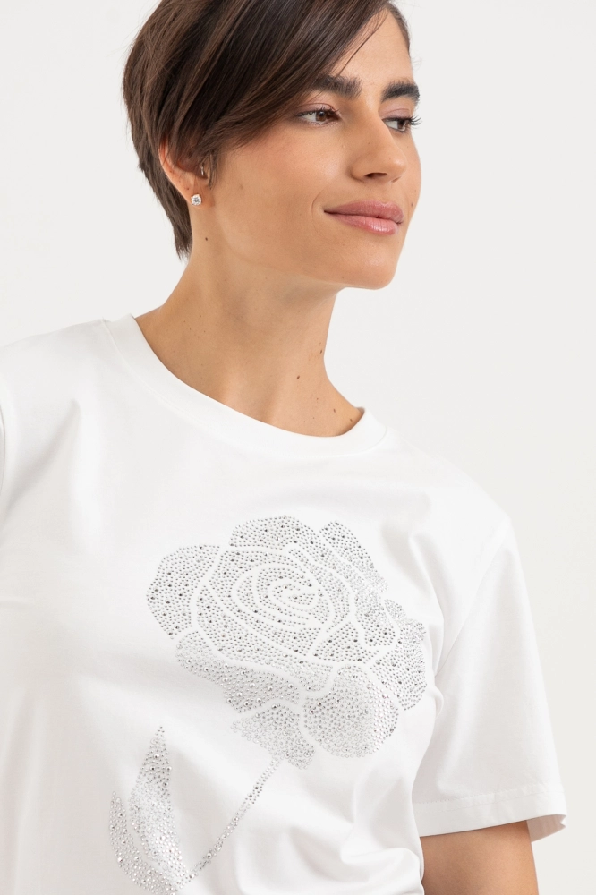 9037262 - Camiseta Bordado Flor OFF-WHITE 9037262 - Camiseta Bordado Flor OFF-WHITE - Imagem 2