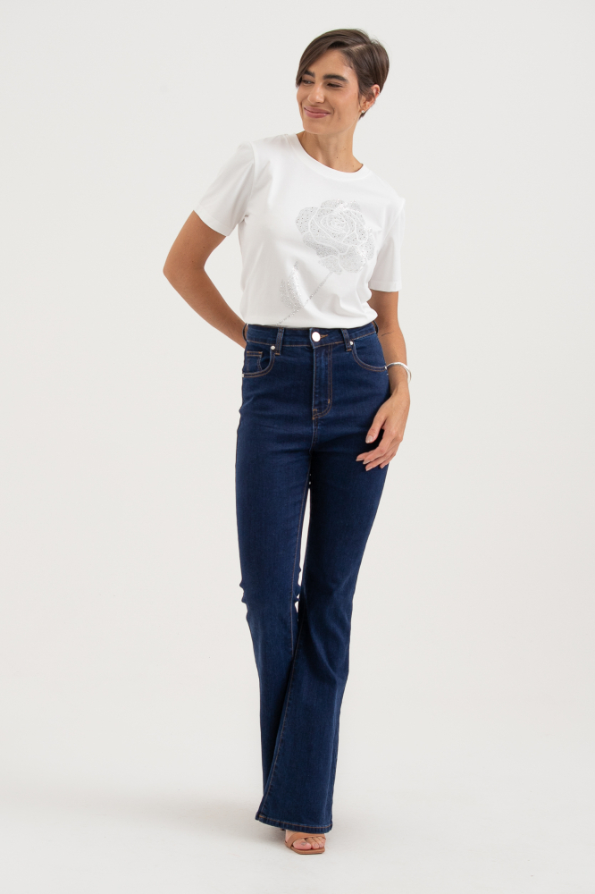 9037262 - Camiseta Bordado Flor OFF-WHITE 9037262 - Camiseta Bordado Flor OFF-WHITE