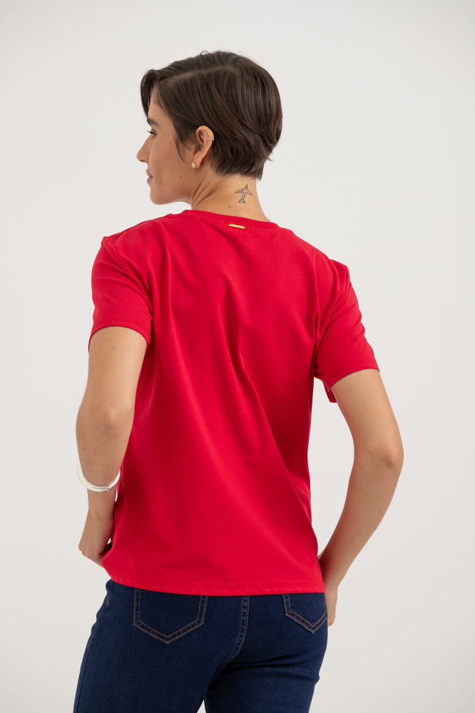 9037262 - Camiseta Bordado Flor VERMELHO