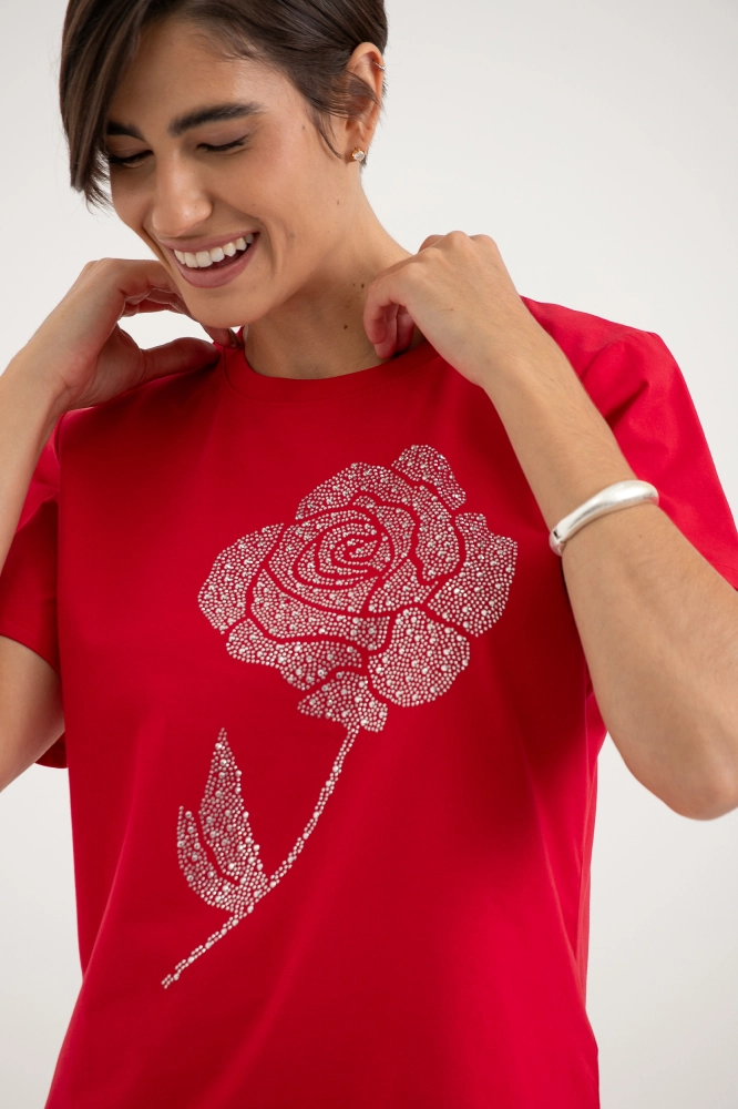 9037262 - Camiseta Bordado Flor VERMELHO 9037262 - Camiseta Bordado Flor VERMELHO - Imagem 2
