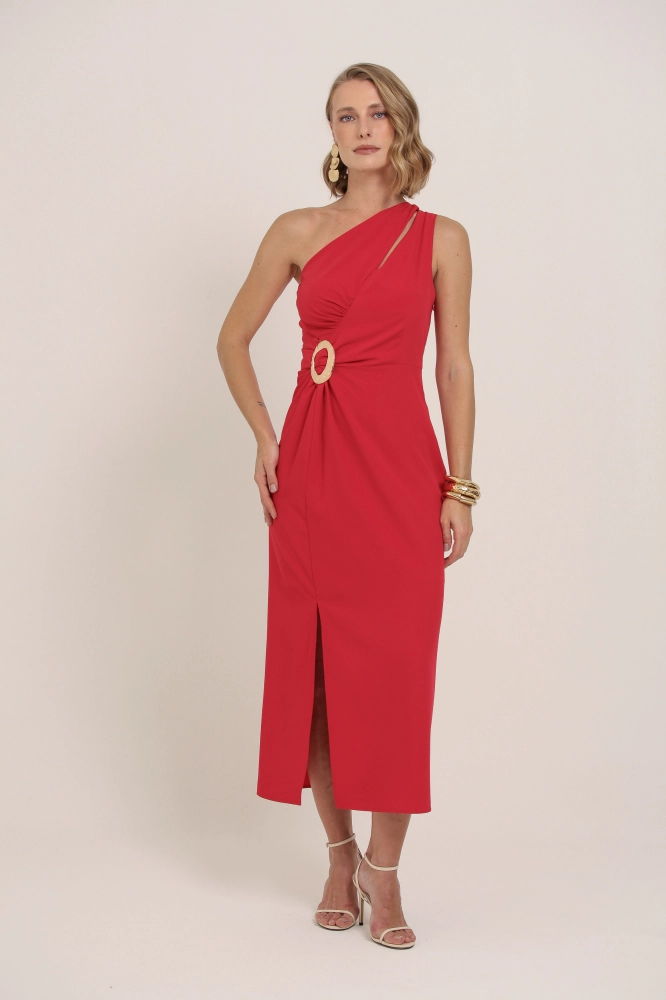 9037269 - Vestido Longo Com Recortes VERMELHO