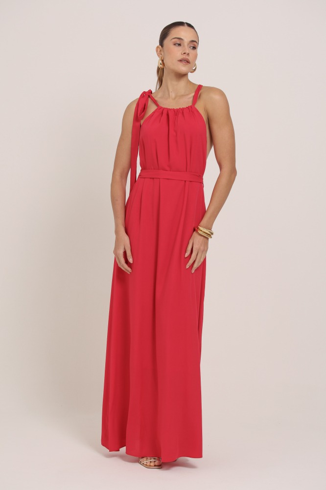 9037271 - Vestido Longo Com Amarração VERMELHO