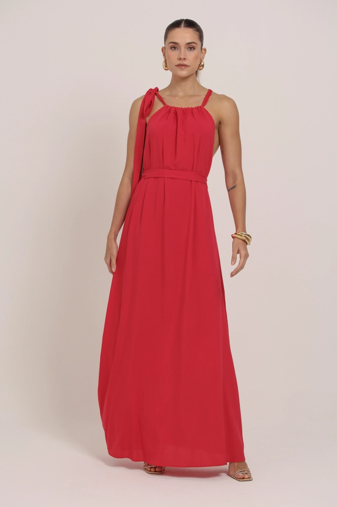 9037271 - Vestido Longo Com Amarração VERMELHO 9037271 - Vestido Longo Com Amarração VERMELHO