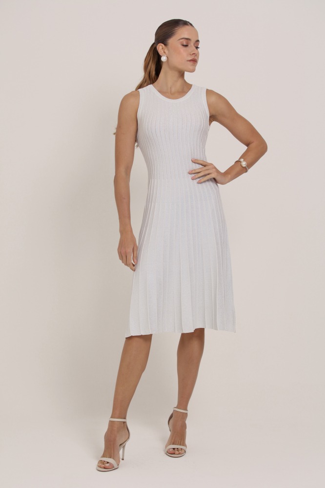 9037300 - Vestido Midi Tricô Brilhante OFF-WHITE