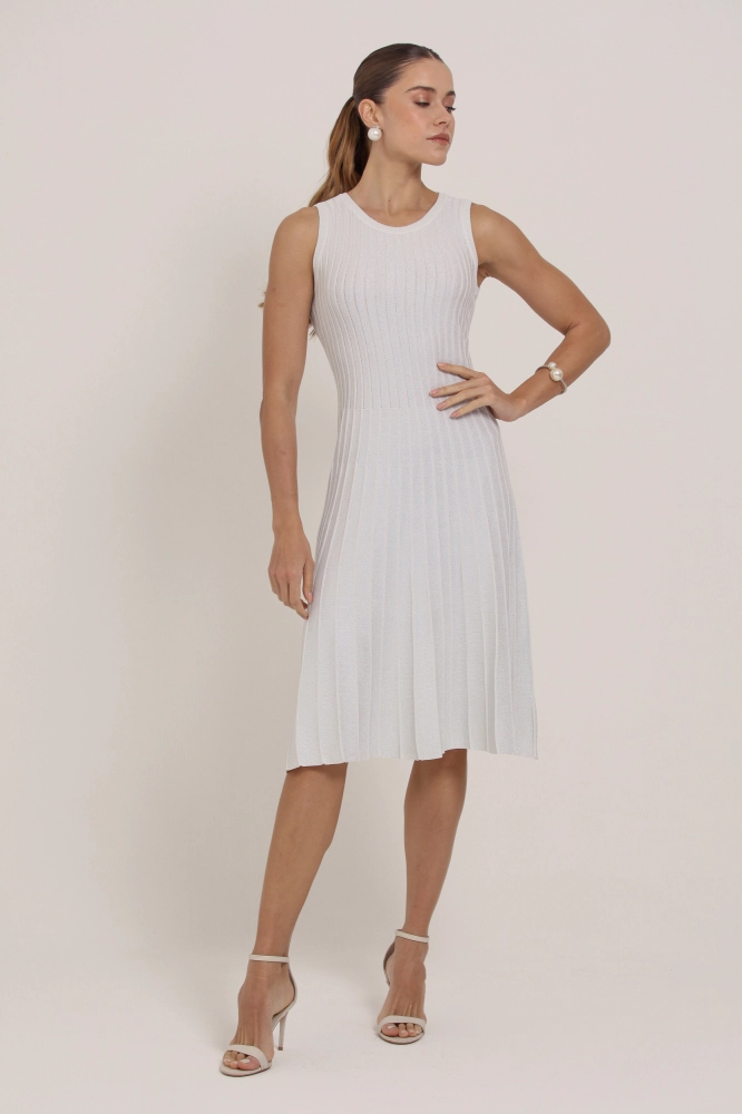 9037300 - Vestido Midi Tricô Brilhante OFF-WHITE 9037300 - Vestido Midi Tricô Brilhante OFF-WHITE - Imagem 2