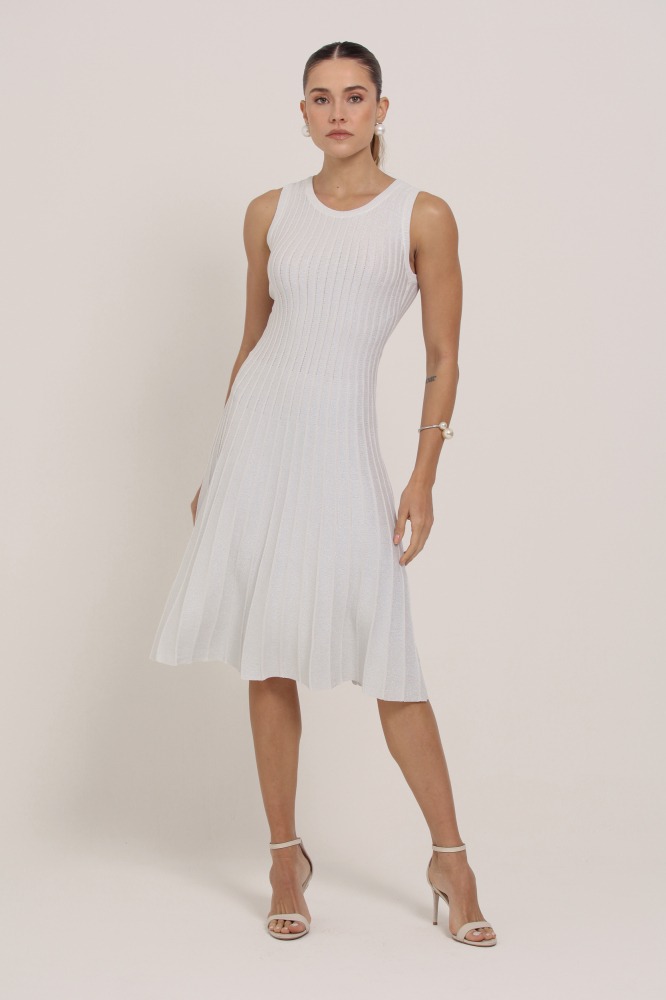 9037300 - Vestido Midi Tricô Brilhante OFF-WHITE