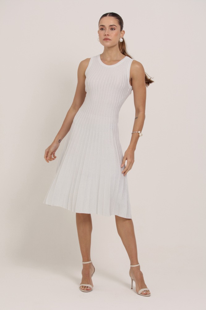 9037300 - Vestido Midi Tricô Brilhante OFF-WHITE