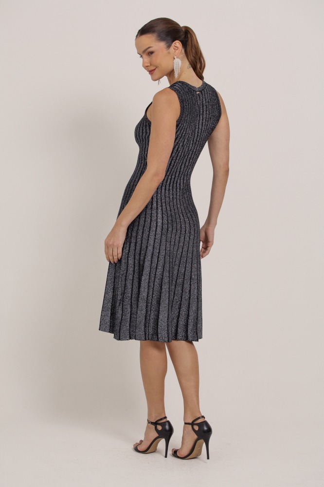9037300 - Vestido Midi Tricô Brilhante PRETO