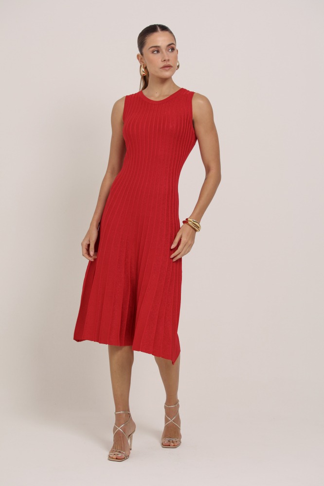 9037300 - Vestido Midi Tricô Brilhante VERMELHO