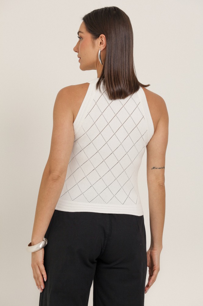 9037308 - Regata Tricô Com Brilho OFF-WHITE