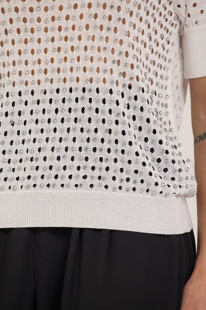 9037311 - Camiseta Tricô Com Brilho OFF-WHITE 9037311 - Camiseta Tricô Com Brilho OFF-WHITE - Imagem 2
