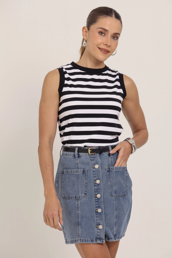 9037314 - Regata Listrada Bicolor PRETO 9037314 - Regata Listrada Bicolor PRETO