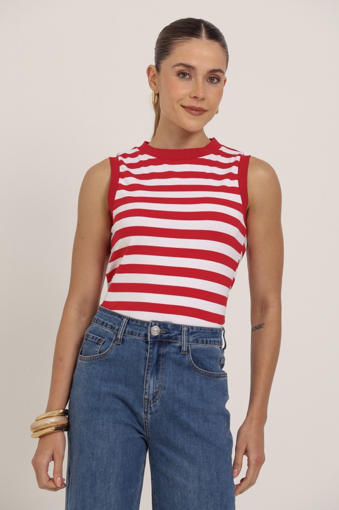 9037314 - Regata Listrada Bicolor  VERMELHO