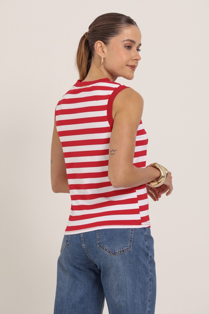 9037314 - Regata Listrada Bicolor  VERMELHO