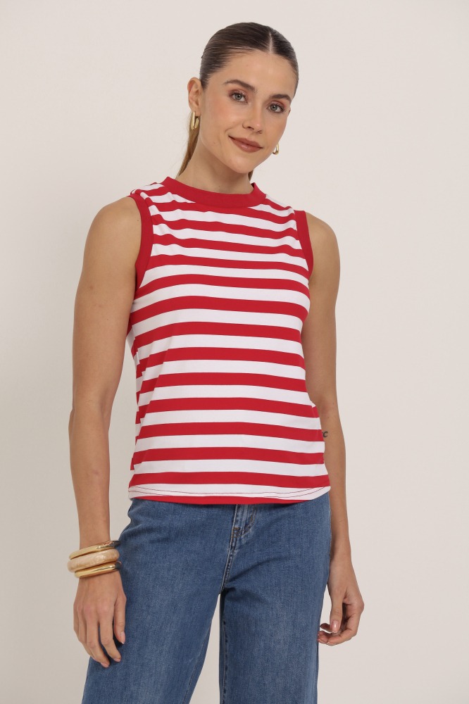 9037314 - Regata Listrada Bicolor  VERMELHO