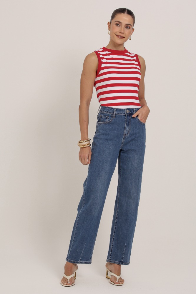 9037314 - Regata Listrada Bicolor  VERMELHO