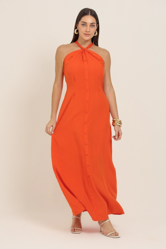9037345 - Vestido Longo Cava Americana LARANJA