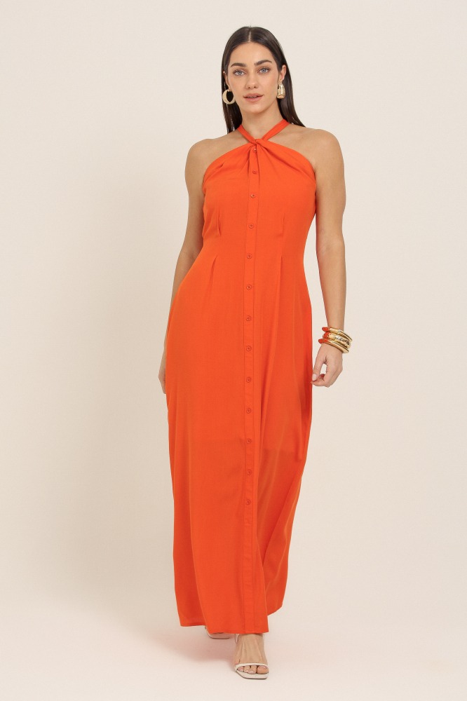 9037345 - Vestido Longo Cava Americana LARANJA