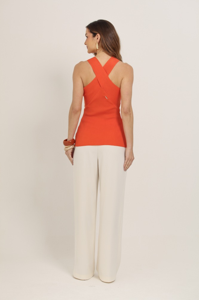 9037349 - Regata Tricot Decote Cruzado LARANJA 9037349 - Regata Tricot Decote Cruzado LARANJA