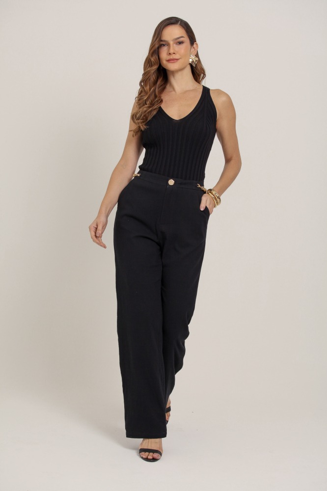 9037356 - Regata Tricot Gola V  PRETO