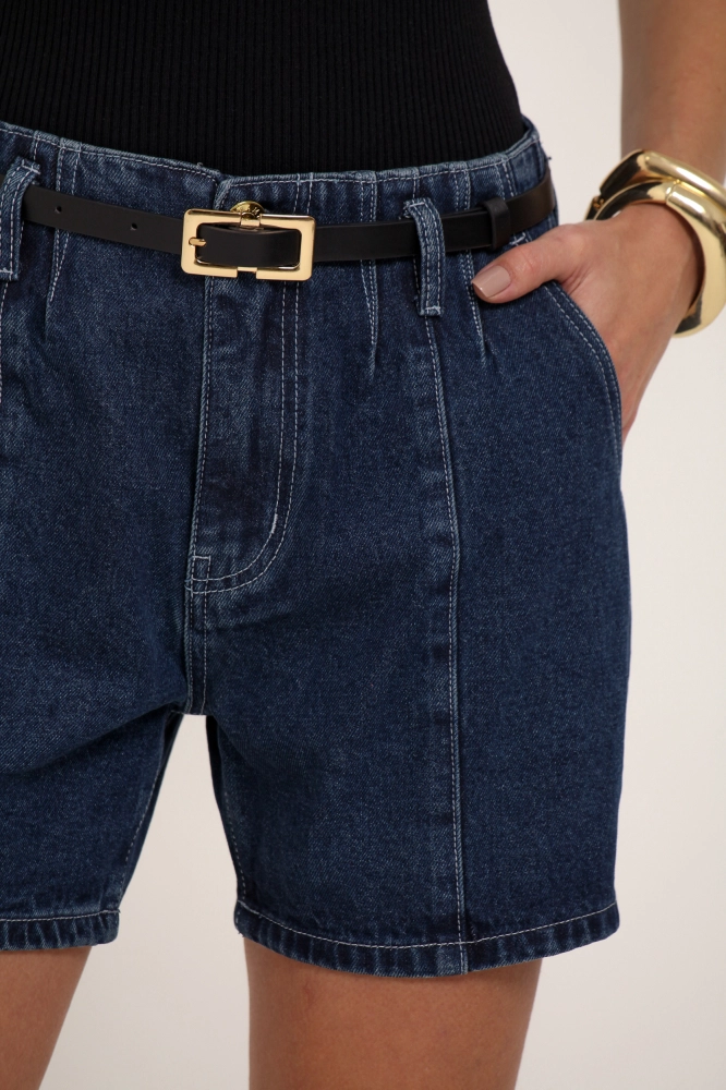 9037358 - Shorts Jeans Básico S/ Cós Com Cinto JEANS 9037358 - Shorts Jeans Básico S/ Cós Com Cinto JEANS - Imagem 2