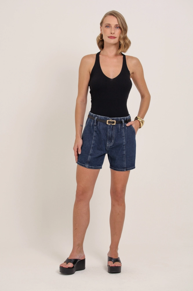 9037358 - Shorts Jeans Básico S/ Cós Com Cinto JEANS 9037358 - Shorts Jeans Básico S/ Cós Com Cinto JEANS - Imagem 1