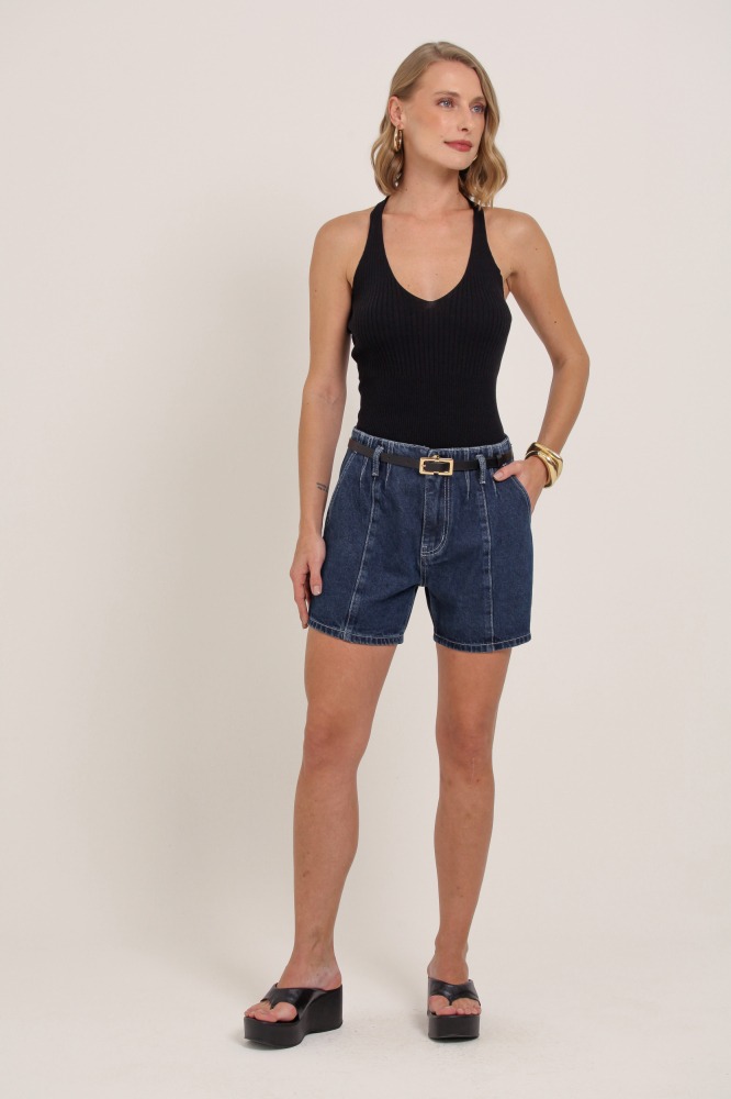 9037358 - Shorts Jeans Básico S/ Cós Com Cinto JEANS 9037358 - Shorts Jeans Básico S/ Cós Com Cinto JEANS