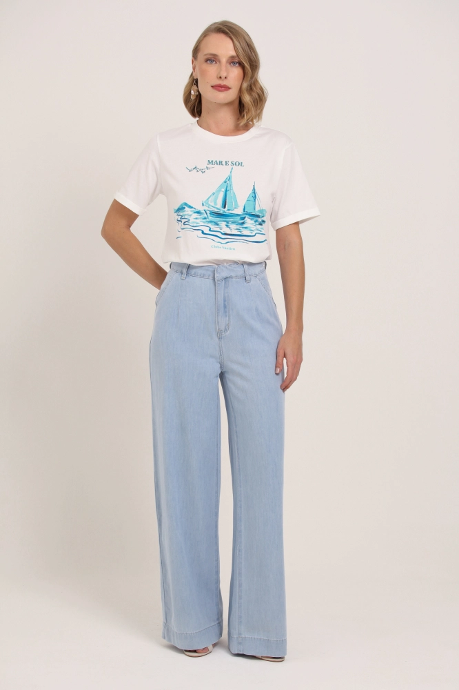 9037360 - Calça Pantalona Jeans AZUL 9037360 - Calça Pantalona Jeans AZUL