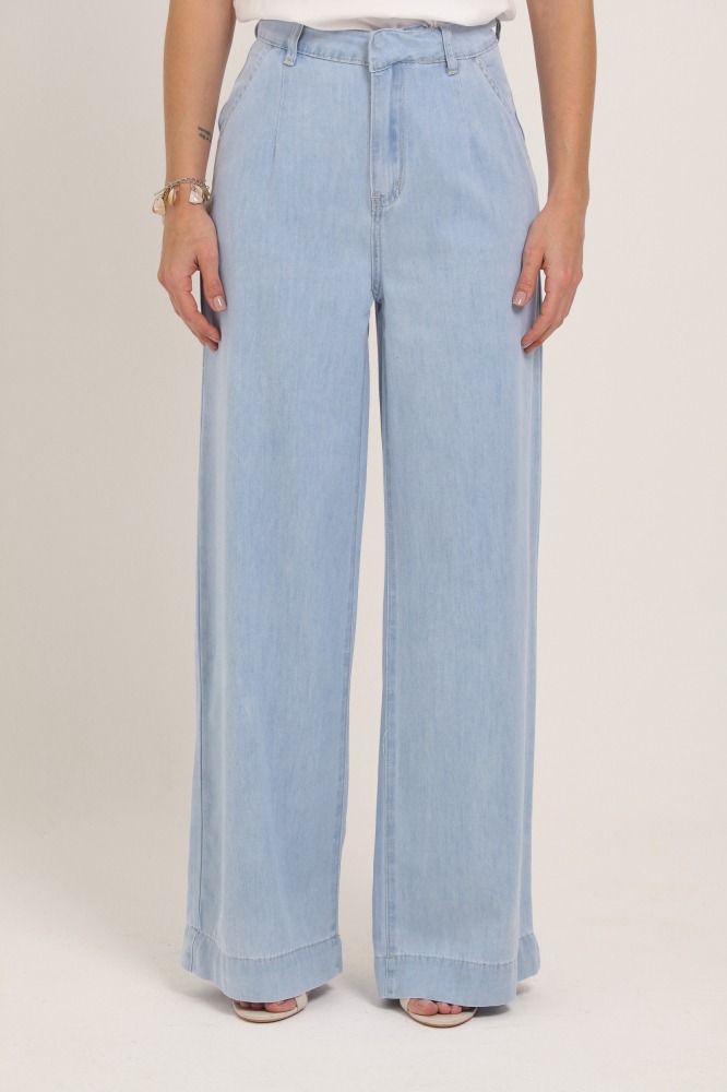 9037360 - Calça Pantalona Jeans AZUL