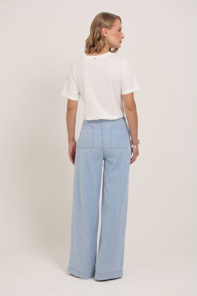 9037360 - Calça Pantalona Jeans AZUL