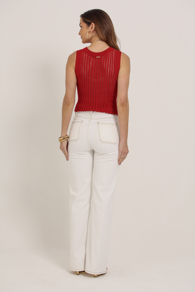 9037361 - Calça Pantalona Sarja OFF-WHITE