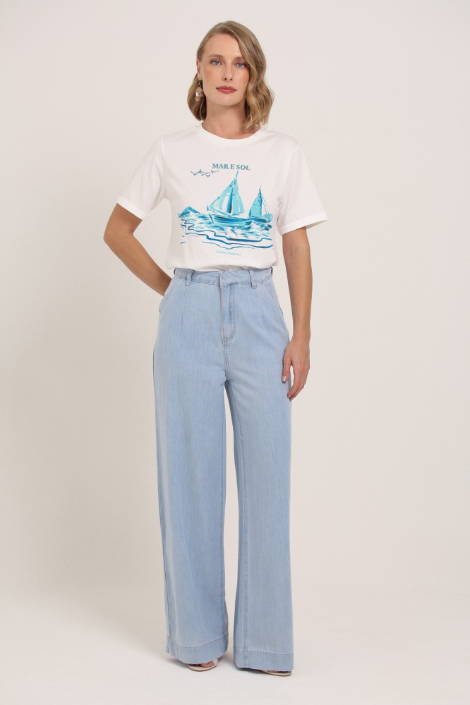 9037370 - T-Shirt Mar E Sol BRANCO