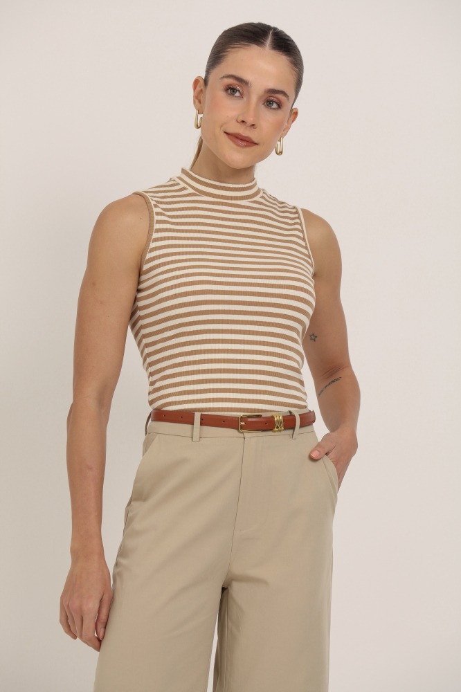 9037375 - Regata Canelada Listrada BEGE 9037375 - Regata Canelada Listrada BEGE