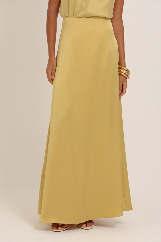 9037383 - Saia Longa Acetinada AMARELO 9037383 - Saia Longa Acetinada AMARELO - Imagem 2