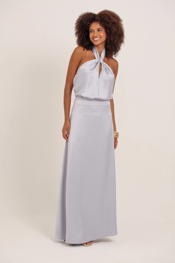 9037383 - Saia Longa Acetinada PRATA