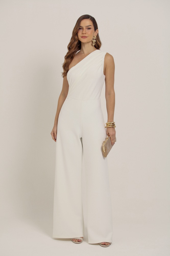 9037384 - Macacão Alfaiataria Ombro Só BRANCO 9037384 - Macacão Alfaiataria Ombro Só BRANCO