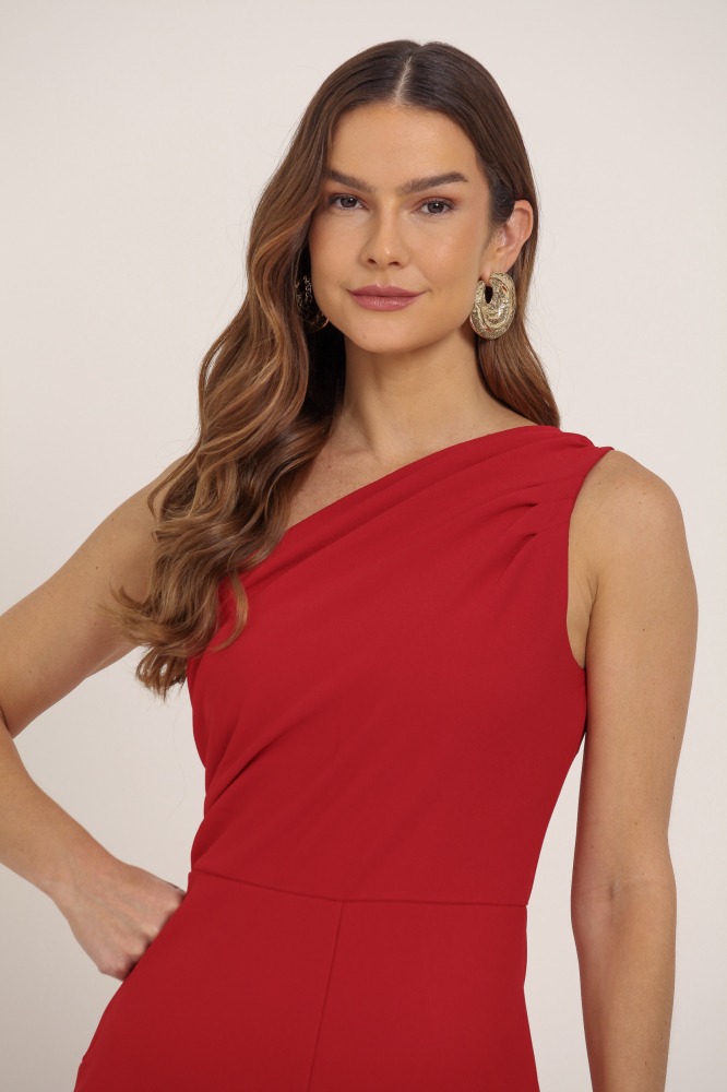 9037384 - Macacão Alfaiataria Ombro Só VERMELHO 9037384 - Macacão Alfaiataria Ombro Só VERMELHO