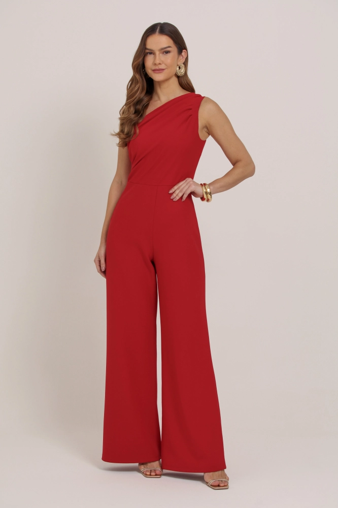 9037384 - Macacão Alfaiataria Ombro Só VERMELHO