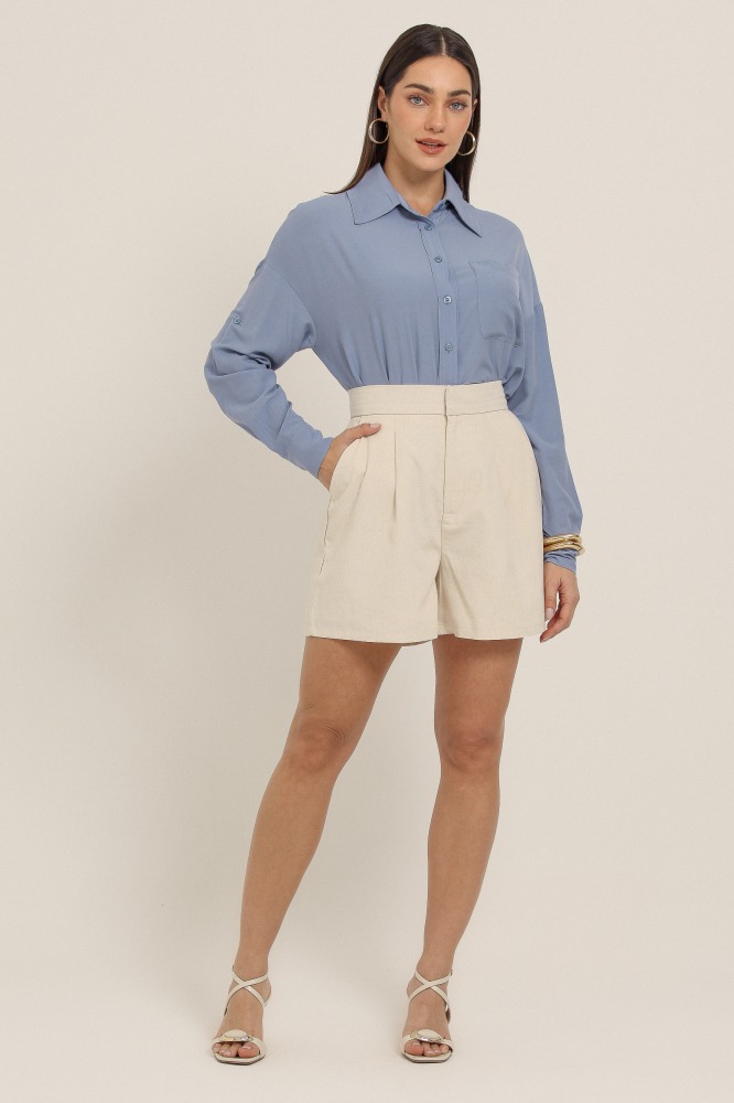 9037389 - Camisa Básica Viscolinho Com Bolso AZUL 9037389 - Camisa Básica Viscolinho Com Bolso AZUL