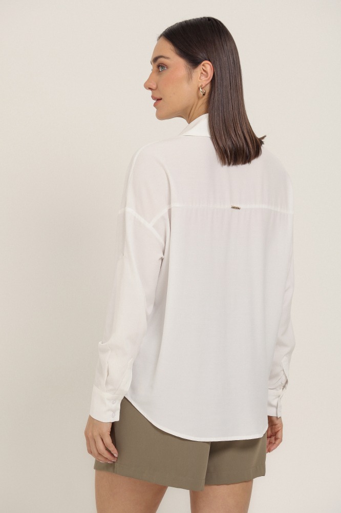 9037389 - Camisa Básica Viscolinho Com Bolso BRANCO 9037389 - Camisa Básica Viscolinho Com Bolso BRANCO