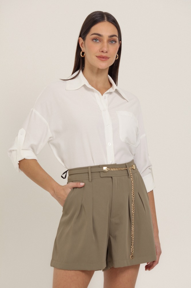 9037389 - Camisa Básica Viscolinho Com Bolso BRANCO 9037389 - Camisa Básica Viscolinho Com Bolso BRANCO