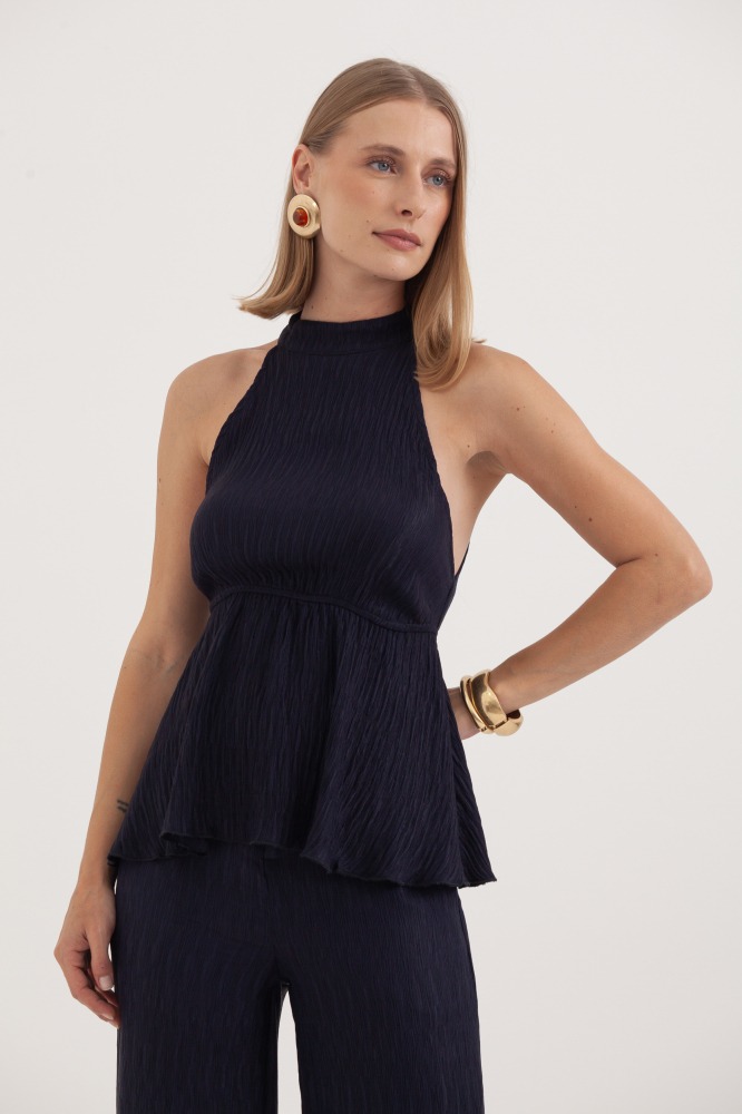 9037398 - Blusa Peplum Cava Americana Anarruga MARINHO 9037398 - Blusa Peplum Cava Americana Anarruga MARINHO