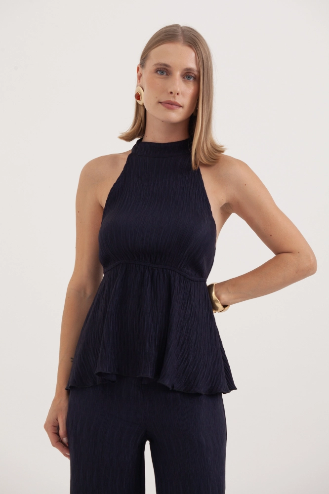 9037398 - Blusa Peplum Cava Americana Anarruga MARINHO 9037398 - Blusa Peplum Cava Americana Anarruga MARINHO - Imagem 1