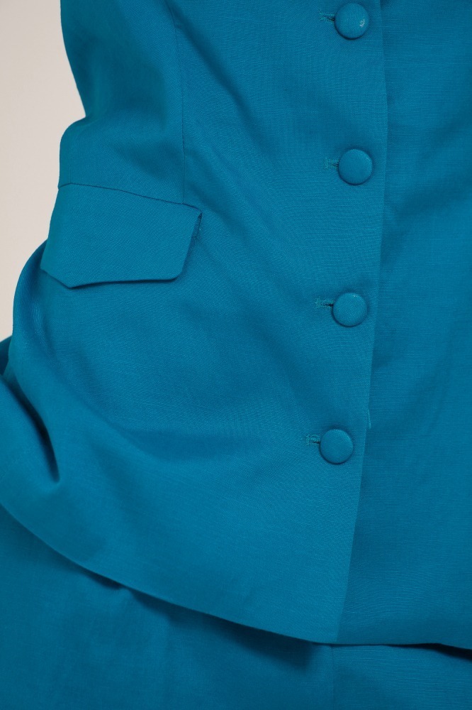 9037400 - Colete Linho Botões Forrados  AZUL