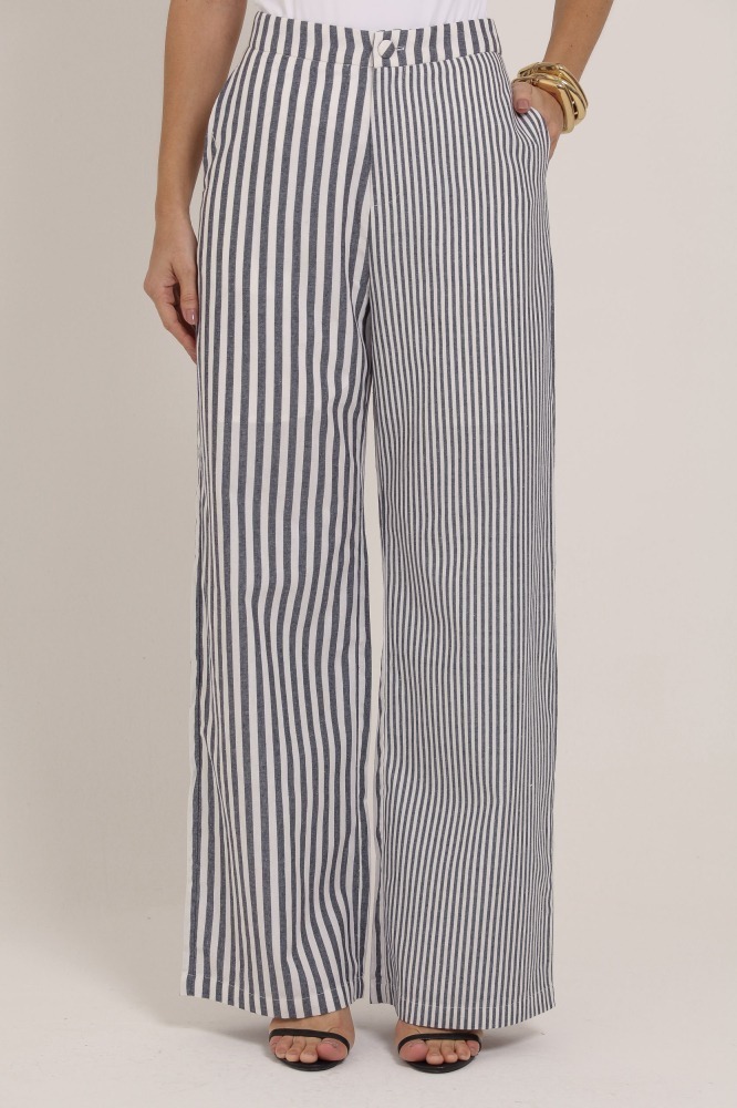 9037402 - Calça Listrada Linho MARINHO 