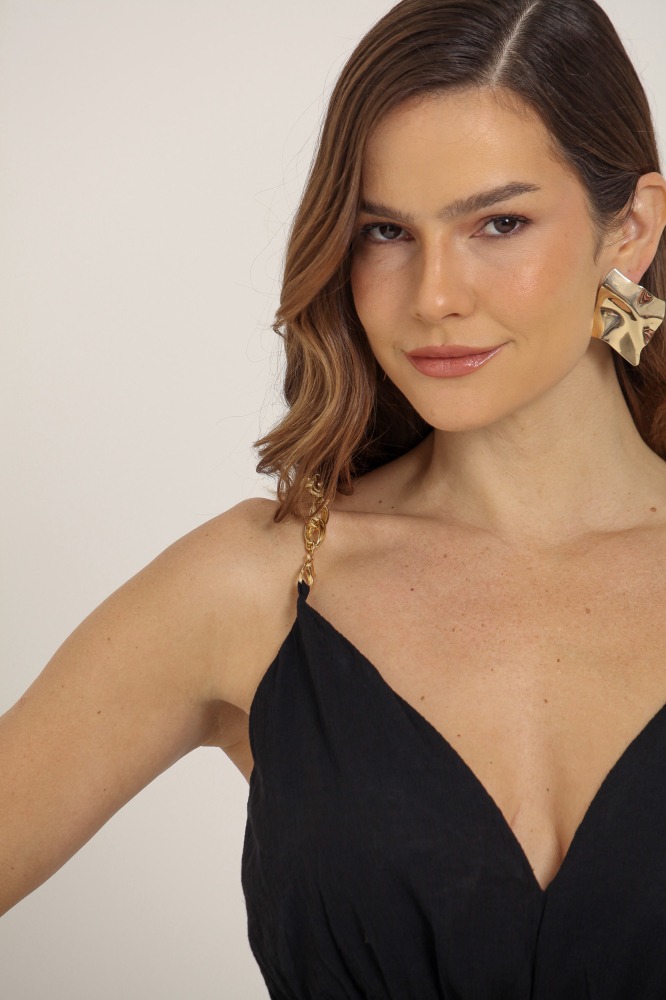 9037407 - Blusa Alça Corrente Com Cinto PRETO 9037407 - Blusa Alça Corrente Com Cinto PRETO