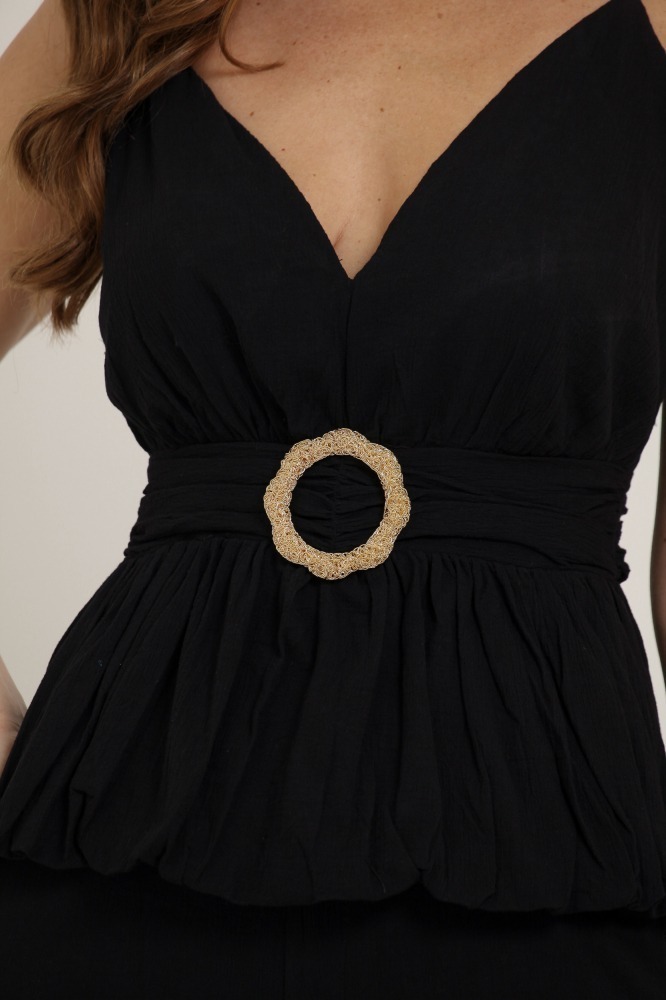 9037407 - Blusa Alça Corrente Com Cinto PRETO 9037407 - Blusa Alça Corrente Com Cinto PRETO