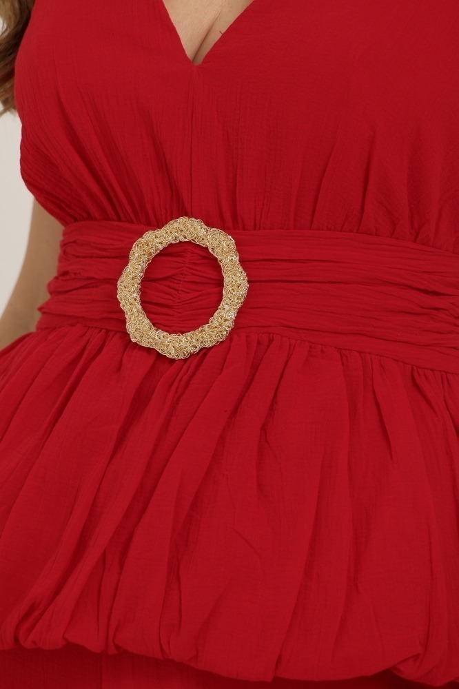 9037407 - Blusa Alça Corrente Com Cinto VERMELHO